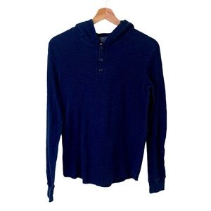 Vince Textured Quarter-Button Up Hooded Sweater in Size Small